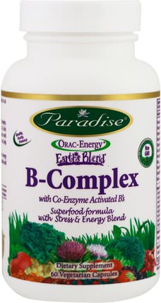 B-Complex with Co-Enzyme Activated Bs, 60 Vegetarian Capsules by Paradise Herbs, 維生素，維生素b複合物 HK 香港