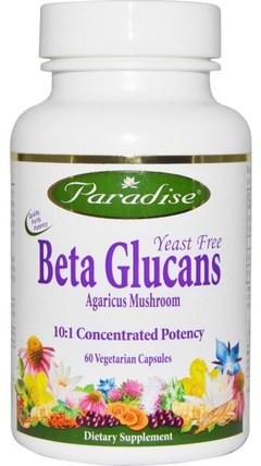 Beta Glucans, Yeast Free, 60 Veggie Caps by Paradise Herbs, 補充劑，β-葡聚醣，藥用蘑菇，蘑菇蘑菇 HK 香港