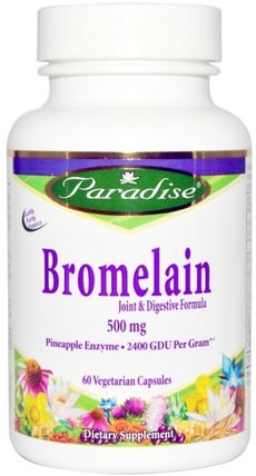 Bromelain, Joint & Digestive Formula, 500 mg, 60 Veggie Caps by Paradise Herbs, 補充劑，酶，菠蘿蛋白酶，健康，消化，胃 HK 香港