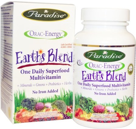 ORAC-Energy, Earths Blend, One Daily Superfood Multivitamin, No Iron, 60 Veggie Caps by Paradise Herbs, 健康 HK 香港