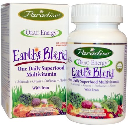 ORAC-Energy, Earths Blend, One Daily Superfood Multivitamin, With Iron, 60 Veggie Caps by Paradise Herbs, 維生素，多種維生素 HK 香港