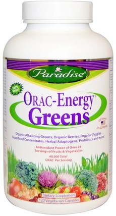 ORAC-Energy Greens, 120 Veggie Caps by Paradise Herbs, 補充劑，超級食品，orac抗氧化劑 HK 香港