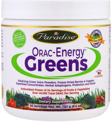 ORAC-Energy Greens, 6.4 oz (182 g) by Paradise Herbs, 補充劑，超級食品，orac抗氧化劑 HK 香港