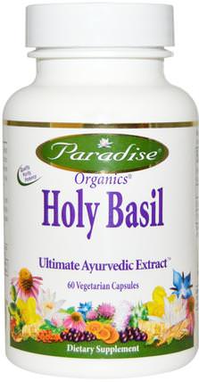 Organics, Holy Basil, 60 Veggie Caps by Paradise Herbs, 草藥，聖羅勒，adaptogen HK 香港
