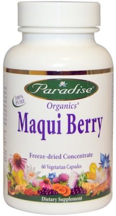 Organics, Maqui Berry, 60 Veggie Caps by Paradise Herbs, 補充劑，抗氧化劑，水果提取物，maqui HK 香港