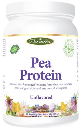 Pea Protein, Unflavored, 16 oz (454 g) by Paradise Herbs, 補充劑，蛋白質，豌豆蛋白質 HK 香港