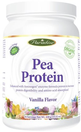 Pea Protein, Vanilla Flavor, 15.52 oz (440 g) by Paradise Herbs, 補充劑，蛋白質，豌豆蛋白質 HK 香港
