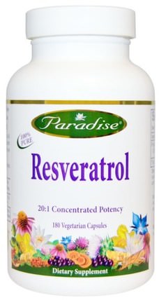 Resveratrol, 180 Veggie Caps by Paradise Herbs, 補充劑，抗氧化劑 HK 香港
