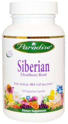 Siberian, Eleuthero Root, 120 Veggie Caps by Paradise Herbs, 補充劑，adaptogen，感冒和病毒，人參，eleuthero HK 香港