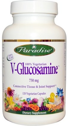 V-Glucosamine, 750 mg, 120 Veggie Caps by Paradise Herbs, 健康，骨骼，骨質疏鬆症，補充劑，氨基葡萄糖 HK 香港
