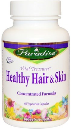 Vital Treasures, Healthy Hair & Skin, 60 Veggie Caps by Paradise Herbs, 健康，女性，皮膚，頭髮補充劑，指甲補充劑，皮膚補充劑 HK 香港