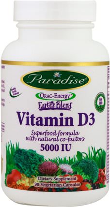 Vitamin D3, 5000 IU, 90 Vegetarian Capsules by Paradise Herbs, 維生素，維生素D3 HK 香港