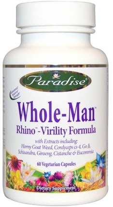 Whole-Man, Rhino - Vitality Formula, 60 Veggie Caps by Paradise Herbs, 健康，精力 HK 香港