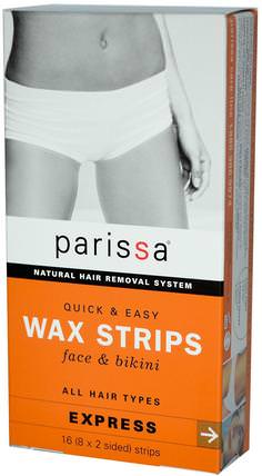 Natural Hair Removal System, Wax Strips, Face & Bikini, 16 (8x2 Sided) Strips by Parissa, 洗澡，美容，剃須，蠟條脫毛 HK 香港