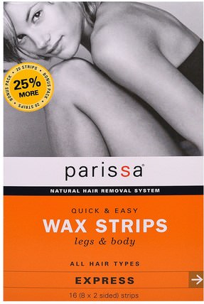 Natural Hair Removal System, Wax Strips, Legs & Body, 16 (8 Two-Sided) Strips by Parissa, 洗澡，美容，剃須，蠟條脫毛 HK 香港