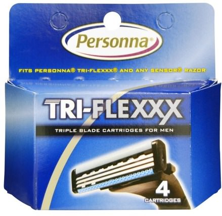 Tri-Flexxx, Triple Blade Cartridges for Men, 4 Cartridges by Personna Razor Blades, 洗澡，美容，剃須，剃須刀片 HK 香港