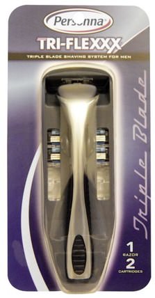 Tri-Flexxx, Triple Blade Shaving System For Men, 1 Razor, 2 Cartridges by Personna Razor Blades, 洗澡，美容，剃須，剃須刀片，剃須膏 HK 香港