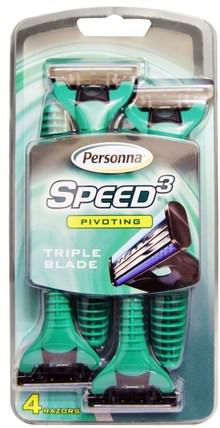 Triple Blade, Speed 3, 4 Razors by Personna Razor Blades, 洗澡，美容，剃須，剃須刀片，剃須膏 HK 香港
