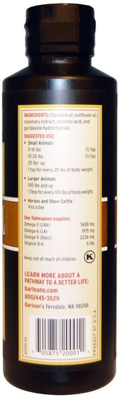 寵物護理，寵物貓，寵物狗 - Barleans, Flax Oil, for Animals, 12 fl oz (355 ml)