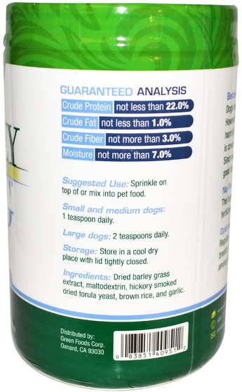 寵物護理，寵物狗，寵物綠色 - Green Foods Corporation, Barley Dog, 11 oz (312 g)