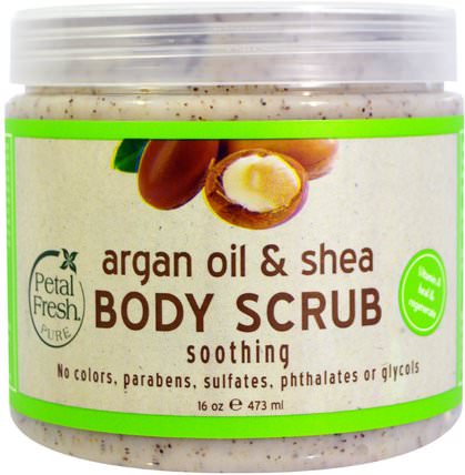 Argan Oil & Shea Body Scrub, 16 oz (473 ml) by Petal Fresh, 洗澡，美容，摩洛哥堅果浴，身體磨砂 HK 香港