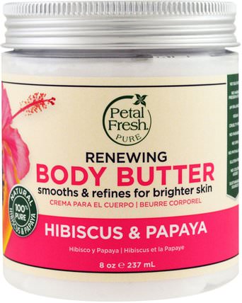 Body Butter, Renewing, Hibiscus & Papaya, 8 oz (237 ml) by Petal Fresh, 健康，皮膚，身體黃油 HK 香港