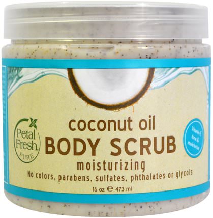 Body Scrub, Moisturizing, Coconut Oil, 16 oz (473 ml) by Petal Fresh, 洗澡，美容，身體磨砂 HK 香港