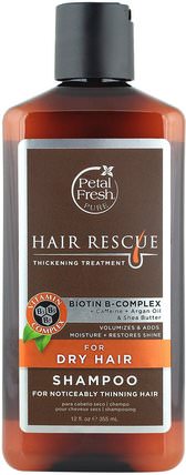 Hair Rescue, Thickening Treatment Shampoo, for Dry Hair, 12 fl oz (355 ml) by Petal Fresh, 洗澡，美容，頭髮，頭皮，洗髮水，護髮素 HK 香港