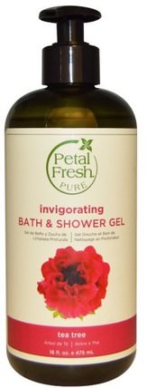 Pure, Invigorating Bath & Shower Gel, Tea Tree, 16 fl oz (475 ml) by Petal Fresh, 洗澡，美容，沐浴露 HK 香港