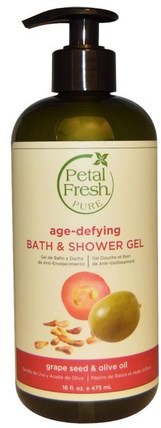 Pure, Moisturizing Bath & Shower Gel, Grape Seed & Olive Oil, 16 fl oz (475 ml) by Petal Fresh, 洗澡，美容，頭髮，頭皮，洗髮水，護髮素 HK 香港