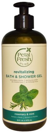 Pure, Revitalizing Bath & Shower Gel, Rosemary & Mint, 16 fl oz (475 ml) by Petal Fresh, 洗澡，美容，沐浴露 HK 香港