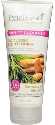 White Radiance Facial Scrub, Rosemary + Almond, 7 fl oz (200 ml) by Petal Fresh, 美容，面部護理，洗面奶 HK 香港