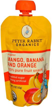 Organic 100% Pure Fruit Snack, Mango, Banana and Orange, 4 oz (113 g) by Peter Rabbit Organics, 兒童健康，兒童食品，嬰兒餵養，食物 HK 香港