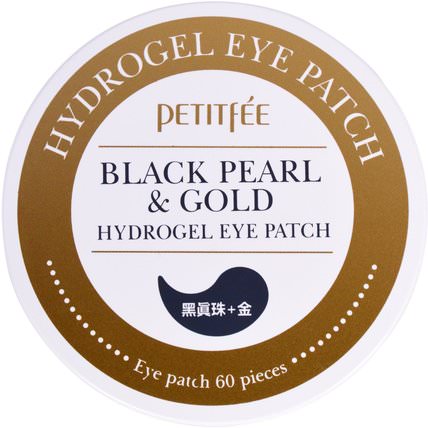 Black Pearl & Gold Hydrogel Eye Patch, 60 Patches by Petitfee, 美容，面膜，面膜，浴 HK 香港
