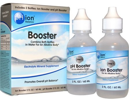 Booster, Electrolyte Mineral Supplement, 2 Bottles, 2 fl oz (60 ml) Each by pHion Balance, 健康，ph平衡鹼性 HK 香港