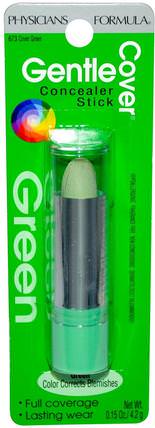 Gentle Cover Concealer Stick, Cover Green, 0.15 oz (4.2 g) by Physicians Formula, 洗澡，美容，化妝，修飾棒遮瑕膏 HK 香港