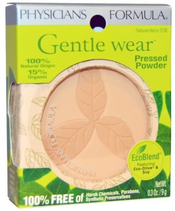 Gentle Wear, Pressed Powder, Translucent Medium, 0.3 oz (9 g) by Physicians Formula, 沐浴，美容，化妝，粉餅 HK 香港