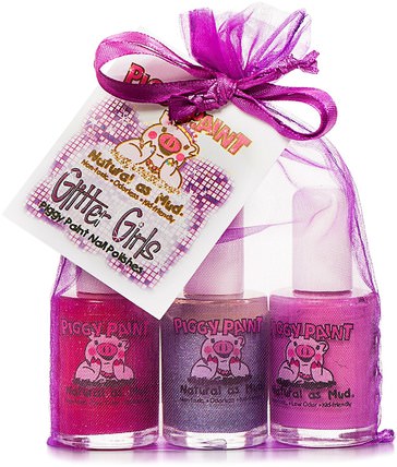 Nail Polishes, Glitter Girls Gift Set, 3 Bottles, 0.5 fl oz (15 ml) Each by Piggy Paint, 沐浴，美容，禮品套裝，化妝品禮品套裝，化妝，指甲油 HK 香港