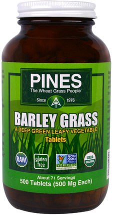 Barley Grass, 500 Tablets by Pines International, 補品，超級食品，大麥草 HK 香港