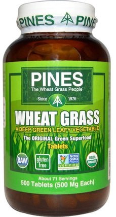 Organic Wheat Grass, 500 mg, 500 Tablets by Pines International, 補品，超級食品，小麥草 HK 香港