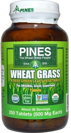Wheat Grass, 500 mg, 250 Tablets by Pines International, 補品，超級食品，小麥草 HK 香港
