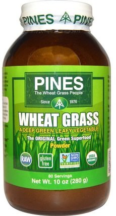 Wheat Grass Powder, 10 oz (280 g) by Pines International, 補品，超級食品，小麥草 HK 香港
