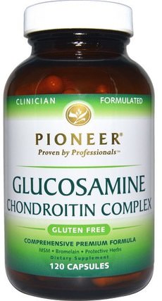 Glucosamine Chondroitin Complex, 120 Capsules by Pioneer Nutritional Formulas, 補充劑，氨基葡萄糖軟骨素，健康，骨骼，骨質疏鬆症，關節健康 HK 香港