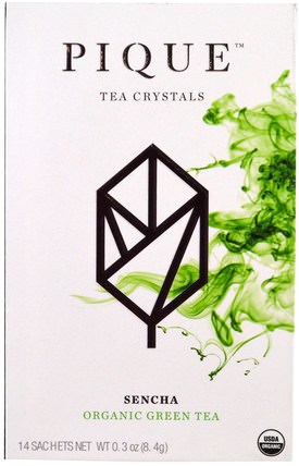 Sencha, Organic Green Tea, 14 Sachets, 0.3 oz (8.4 g) by Pique Tea, 補充劑，抗氧化劑，綠茶，食品，涼茶 HK 香港