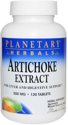Artichoke Extract, 500 mg, 120 Tablets by Planetary Herbals, 健康，膽固醇支持，朝鮮薊 HK 香港
