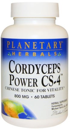 Cordyceps Power CS-4, Chinese Tonic for Vitality, 800 mg, 60 Tablets by Planetary Herbals, 補充劑，adaptogen HK 香港