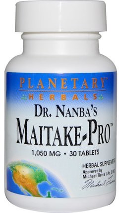 Dr. Nanbas Maitake-Pro, 1.050 mg, 30 Tablets by Planetary Herbals, 補充劑，藥用蘑菇，grifron maitake，蘑菇膠囊 HK 香港