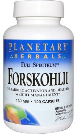 Forskohlii, Full Spectrum, 130 mg, 120 Capsules by Planetary Herbals, 草藥，錦紫蘇forskohlii HK 香港