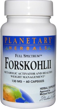 Forskohlii, Full Spectrum, 130 mg, 60 Capsules by Planetary Herbals, 草藥，錦紫蘇forskohlii HK 香港