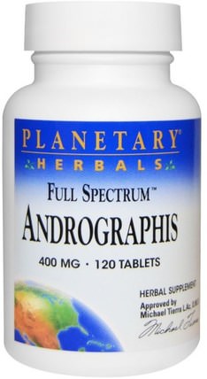 Full Spectrum, Andrographis, 400 mg, 120 Tablets by Planetary Herbals, 補充劑，抗生素，穿心蓮 HK 香港